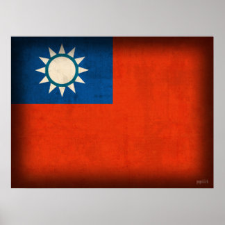 Taiwan Taipei — Afdruk Poster met vlag