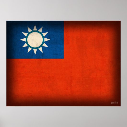 Taiwan Taipei — Afdruk Poster met vlag (Voorkant)