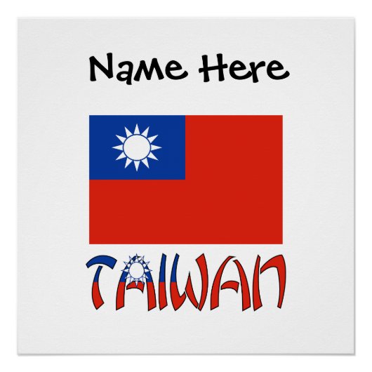 Taiwan Taiwanese vlag zwarte personalisatie Perfect Poster (Voorkant)