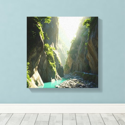 Taiwan Taroko Gorge Reizen Canvas Afdruk (Insitu (Houten vloer))