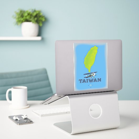 Taiwan Vintage Kaart Sticker (Laptop op bureau)