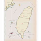 Taiwan Vintage Kaart Sticker (Voorkant)
