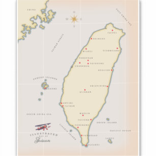 Taiwan Vintage Kaart Sticker