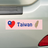 Taiwan Vlag Hart + Landkaart Bumpersticker (Op auto)