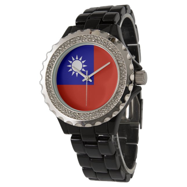 Taiwan vlag horloge (Gekanteld)