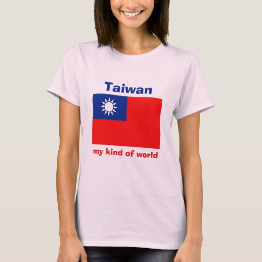 Taiwan vlag + kaart + tekst T-shirt (Voorkant)