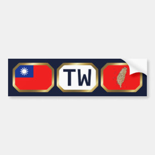 Taiwan Vlag Landkaart Code Bumpersticker