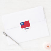 Taiwan Vlag met naam Ronde Sticker (Envelop)