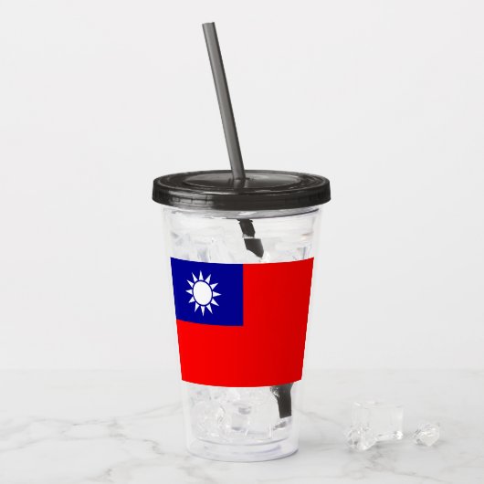 Taiwan Vlag: Republiek China, Chinees Taipei Acryl Drinkbeker (Voorkant ijs)
