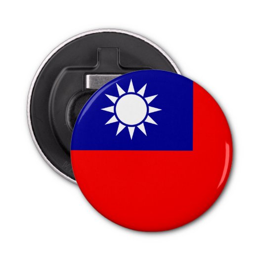 Taiwan Vlag: Republiek China, Chinees Taipei Button Flesopener (Voorkant)