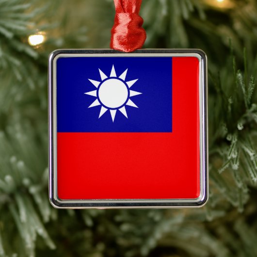 Taiwan Vlag: Republiek China, Chinees Taipei Metalen Ornament (Boom)