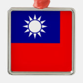 Taiwan Vlag: Republiek China, Chinees Taipei Metalen Ornament (Voorkant)