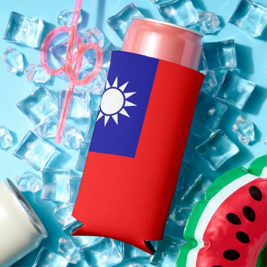 Taiwan Vlag: Republiek China, Chinees Taipei Seltzer Blikjeskoeler (Insitu Zomer)
