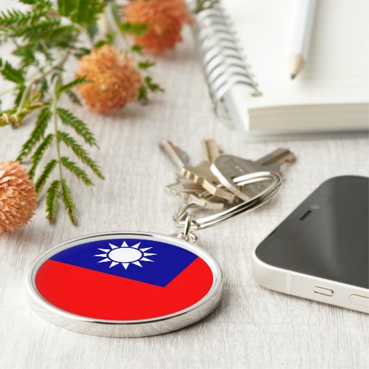 Taiwan Vlag: Republiek China, Chinees Taipei Sleutelhanger (Zijkant)
