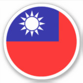 Taiwan Vlag Ronde Sticker (Voorkant)