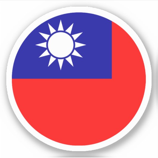Taiwan Vlag Ronde Sticker (Voorkant)