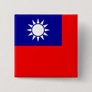taiwan vlag vierkante button 5,1 cm