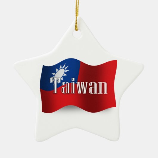 Taiwan Waving Flag Keramisch Ornament (Voorkant)