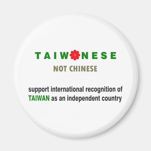 Taiwanees Niet Chinees Magneet (Voorkant)