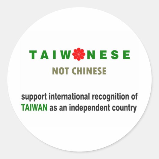 Taiwanees Niet Chinees Ronde Sticker (Voorkant)