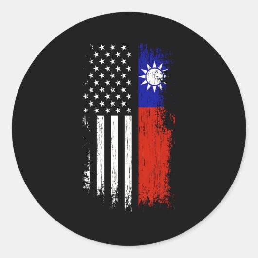 Taiwanese Amerikaanse Vlaggentrots Taiwan USA Ronde Sticker (Voorkant)