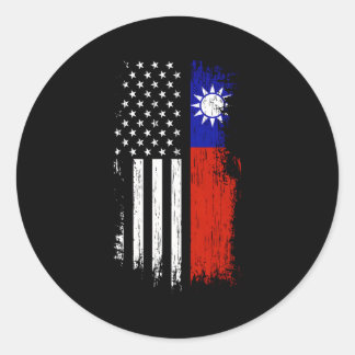 Taiwanese Amerikaanse Vlaggentrots Taiwan USA Ronde Sticker