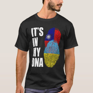 Taiwanese en Oekraïense DNA-vlag op het gebied van T-shirt