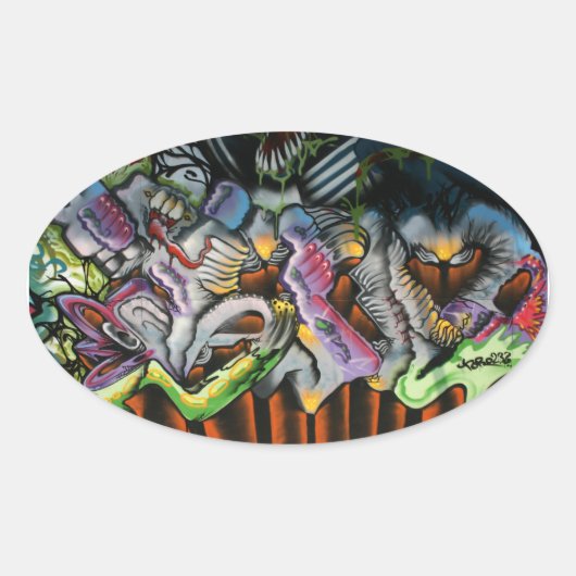 Taiwanese graffiti, Taipei, Taiwan Ovale Sticker (Voorkant)