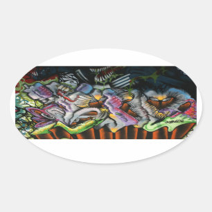 Taiwanese graffiti, Taipei, Taiwan Ovale Sticker