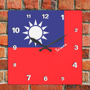 Taiwanese klok, patriottisch huis, Taiwanese vlag Vierkante Klok