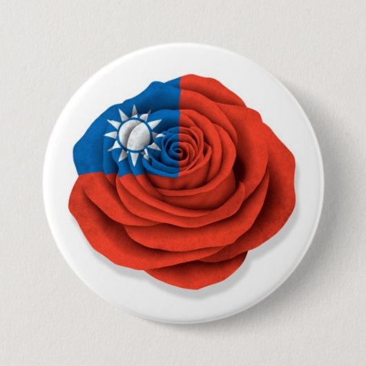 Taiwanese Roos vlag op wit Ronde Button 7,6 Cm (Voorkant)