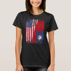 Taiwanese Roots halve Amerikaanse vlag Verenigde S T-shirt