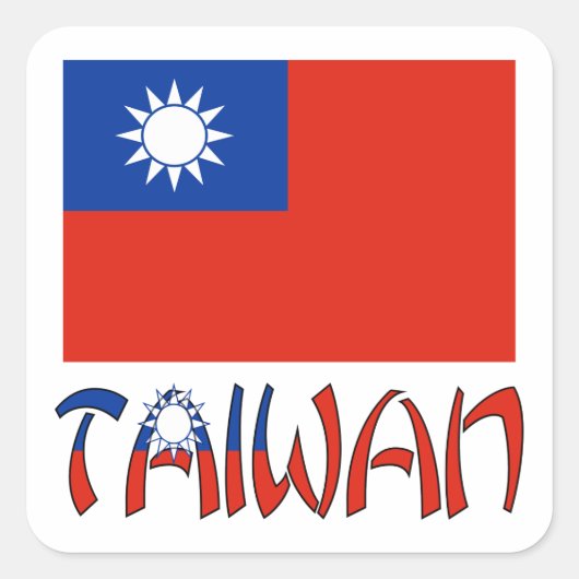 Taiwanese vlag en Taiwan Vierkante Sticker (Voorkant)