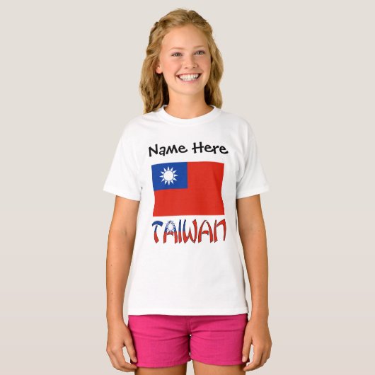 Taiwanese vlag gepersonaliseerd t-shirt (Voorkant volledig)