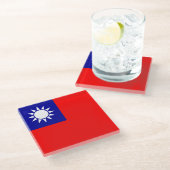 Taiwanese vlag glazen onderzetter (Schuin)