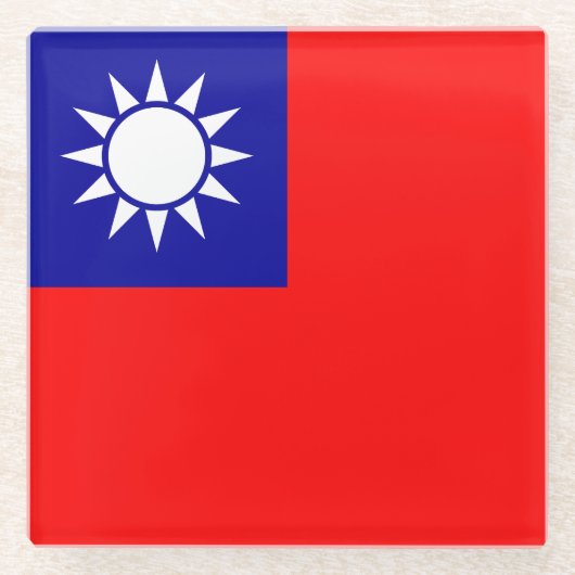 Taiwanese vlag glazen onderzetter (Voorkant)