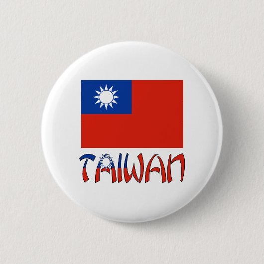 Taiwanese vlag met Taiwan Ronde Button 5,7 Cm (Voorkant)
