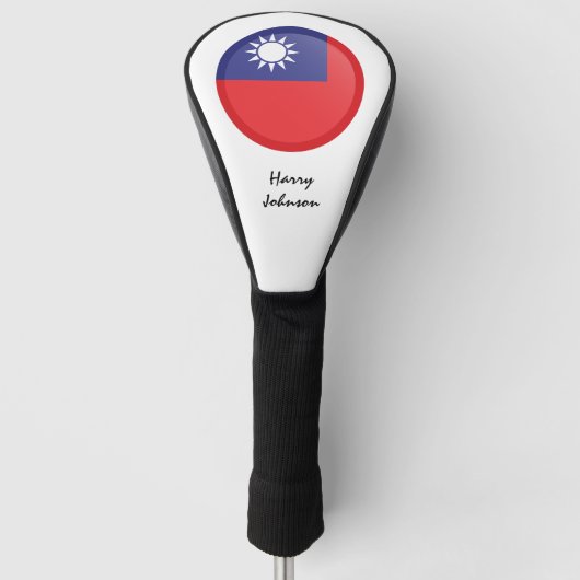 Taiwanese Vlag & Monogrammed Golfclubs Hoesjes Golfheadcover (Voorkant)
