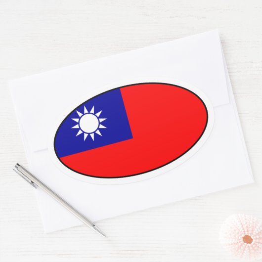 Taiwanese vlag Ovale Sticker (Envelop)
