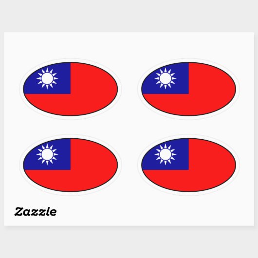 Taiwanese vlag Ovale Sticker (Vel)