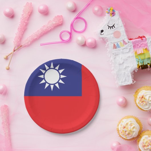 Taiwanese vlag papieren bordje (Feest)