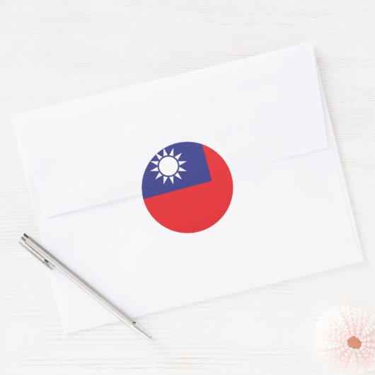 Taiwanese vlag ronde sticker (Envelop)