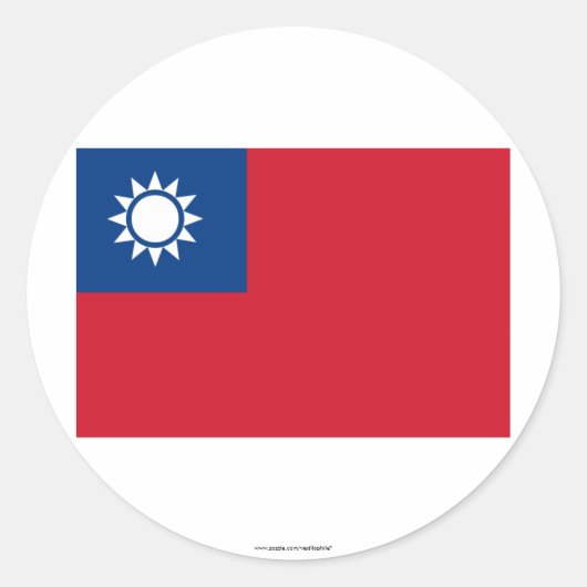Taiwanese vlag ronde sticker (Voorkant)