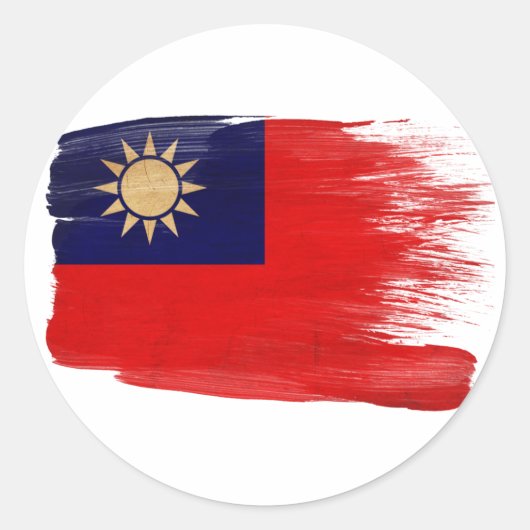 Taiwanese vlag ronde sticker (Voorkant)