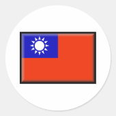 Taiwanese vlag ronde sticker (Voorkant)