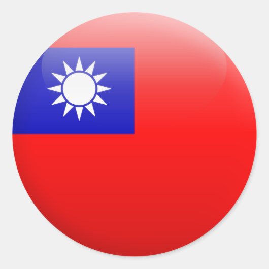 Taiwanese vlag ronde sticker (Voorkant)