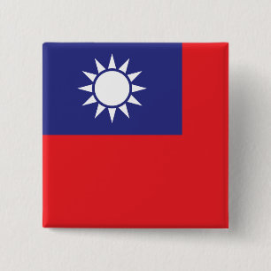 Taiwanese vlag vierkante button 5,1 cm