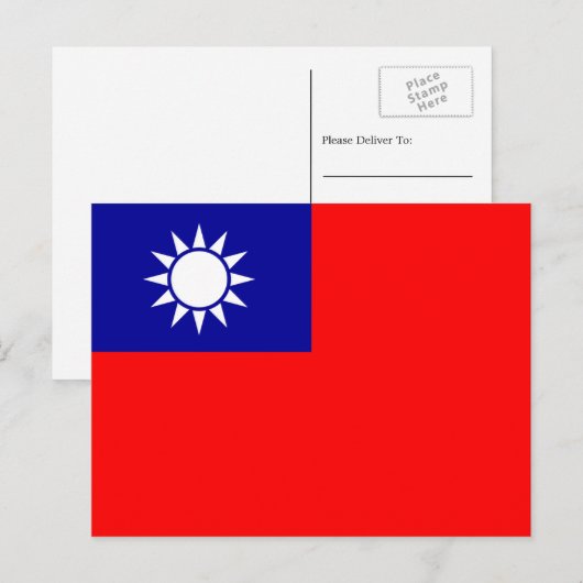 Taiwanese vlag, Vlag van Taiwan Briefkaart (Voorkant / Achterkant)
