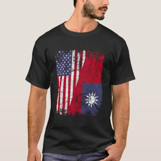Taiwanese wortels half Amerikaanse vlag Usa Taiwan T-shirt