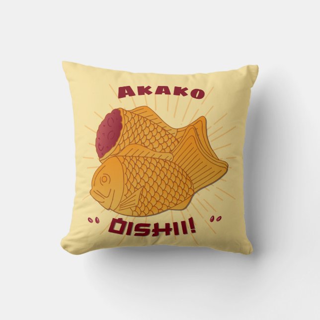 Taiyaki Fish Oishii Japanse voedselillustratie Kussen (Voorkant)